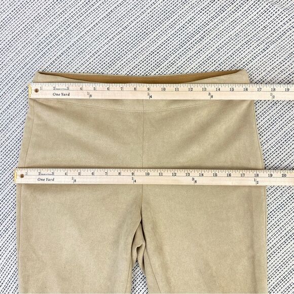 Max Studio Faux Suede Microfiber Pull On Ankle Pants Tan Large - Picture 8 of 9